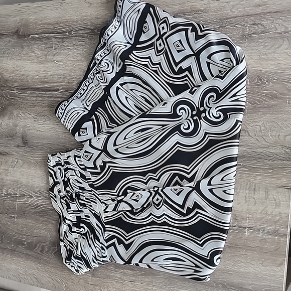 White House Black Market Strapless Silk A-Line Maxi Dress Abstract Print Sz. 4 - Picture 4 of 11